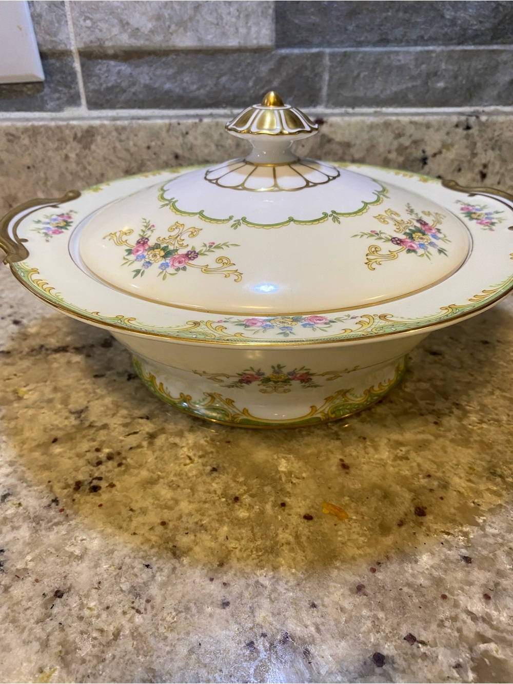 Noritake Winton Green , Pink And Yellow Floral Lidded Vegetable Dish